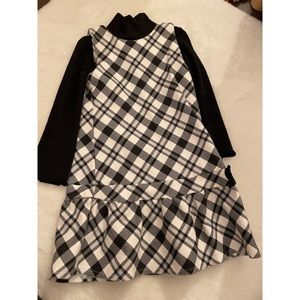 5T Gymboree girls black and white jumper dress with coordinated black turtleneck